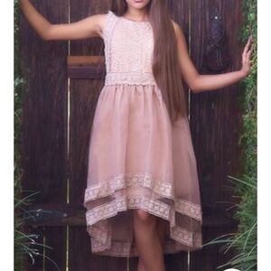 Girls' Pink Lace & Tulle Formal Dress